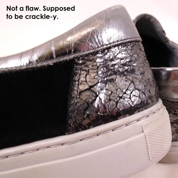 NeroGiadini Slip on Sneakers 39 Black Silver Leather Italian Made in Italy Shoes - Picture 6 of 9